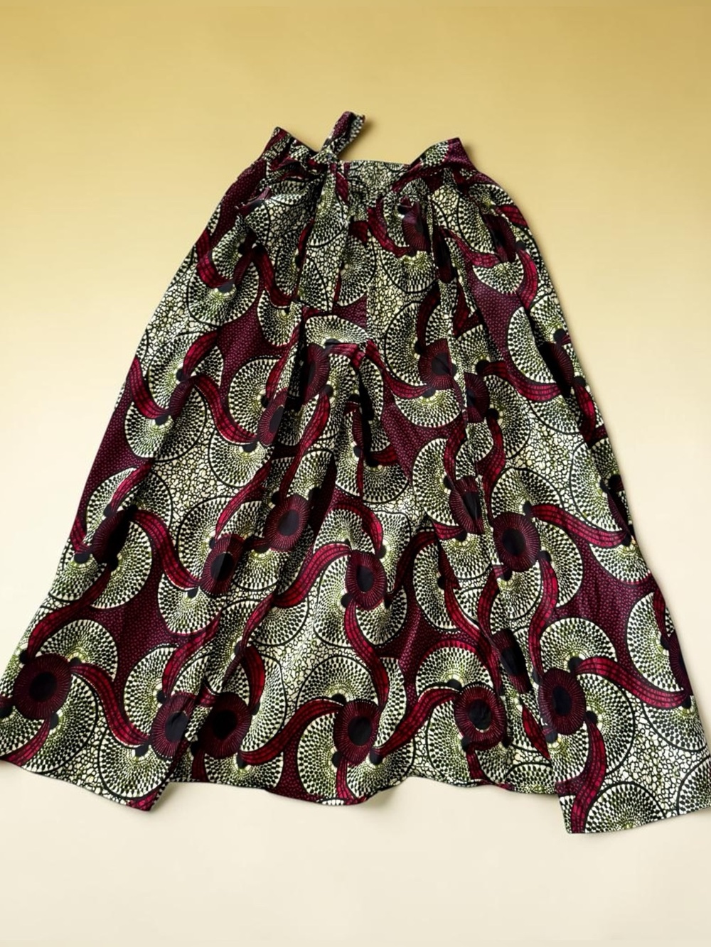 NF Red Green Ankara Tribal Print Split Skirt Built In Pants OS Cotton Boho